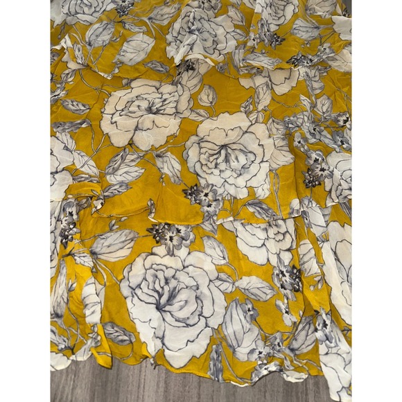 Z1 Anthropologie Mosier Yellow Floral Tiered Maxi Skirt Chiffon Boho Size 4 - Picture 8 of 12